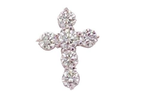 14 Karat White Gold Cross Pendant With 6=0.45Tw Round Diamonds
 Length: 18