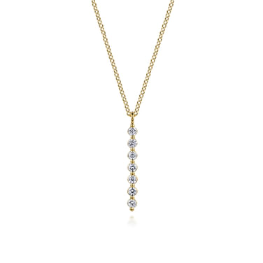 Gabriel & Co 14 Karat Yellow Gold White Sapphire Bar Necklace 0.30Tw