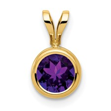 14 Karat Yellow Gold 6.0 mm Round Amethyst Bezel Set Pendant
16 Inch Cable