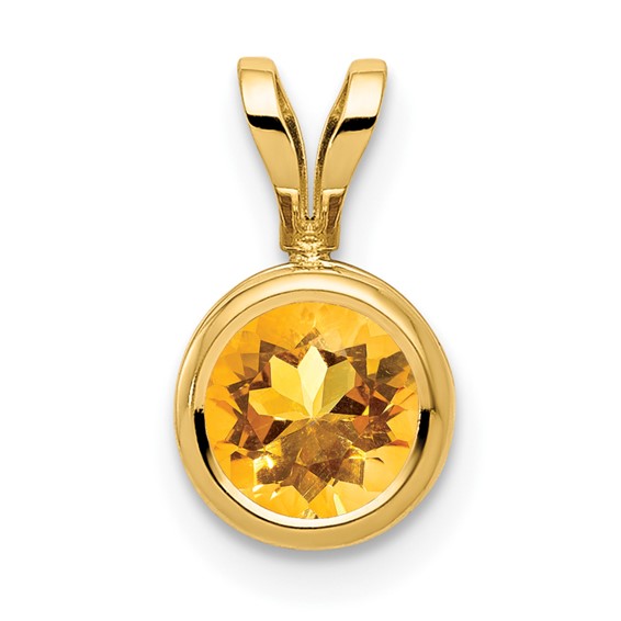 14 Karat Yellow Gold 6.00 mm Round Citrine Bezel Set 
16 inch