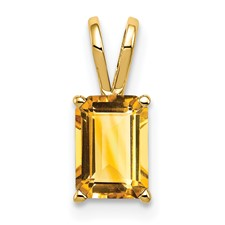 14 Karart Yellow Gold 7 X 5 Emerald Cut Citrine Pendant 
16 inch