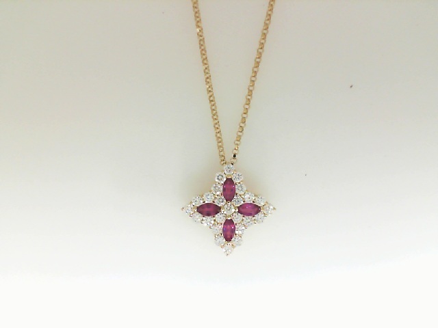 Roberto Coin 18 Karat Yellow Gold Venetian Princess Ruby 0.30 ct And Diamond 0.50 ct Pendant 
18 ich