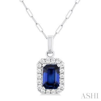14 Karat White Gold 6 X 4 Emerald Cut Sapphire And 0.15 ct Diamond Halo Pendant
18 Inch Petite Paperclip