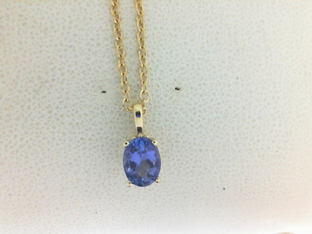 Yellow Gold 14 Karat Pendant With One 1.02Ct Oval Tanzanite On 17 Inch Cable Chain