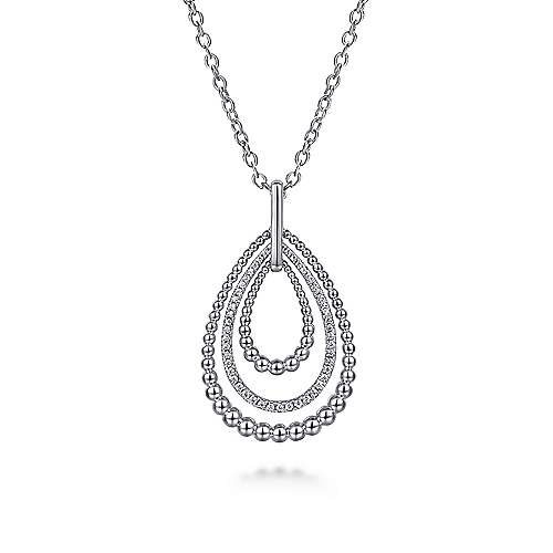 Gabriel & Co Sterling Silver Triple Teardrop Pendant Necklace With White Sapphires 0.29 ct
24 inch