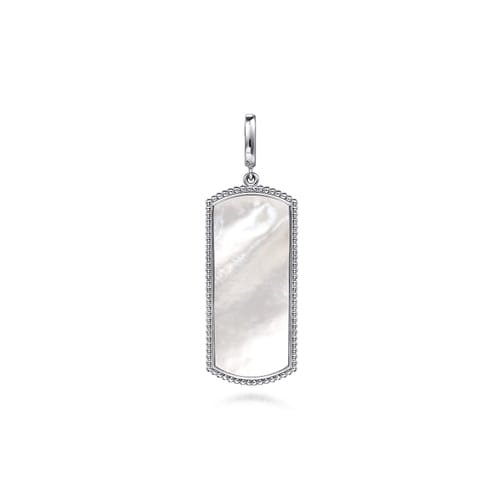 Gabriel & Co Sterling Silver 35mm Bujukan Dog Tag With Detachable Bail With Mother Of Pearl