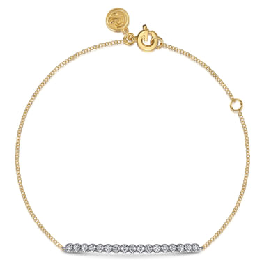 Gabriel & Co14 Karat White and Yellow Gold White Sapphire Bar Bracelet-0.44ct
7