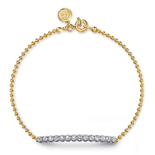 Gabriel & Co14 Karat White and Yellow Gold White Sapphire Bar Bracelet-0.72ct
7