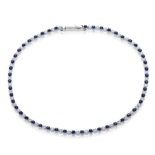 Simon G 14 Karat White Gold 1.39 cts Sapphire And 0.90 Diamond Line Bracelet 
7 Inches