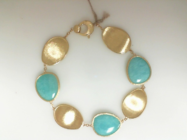 Marco Bicego 18 Karat Yellow Gold Lunaria Amazonite Station Bracelet 
7.25