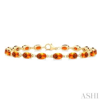 10 Karat Yellow Gold 6 X 4 Oval Citrine And 0.15 ct Diamond Link Bracelet
7 Inch