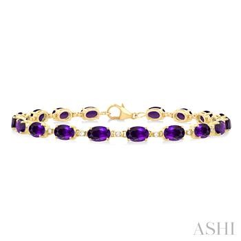 10 Karat Yellow Gold 6 X 4 Oval Amethyst And 0.15 Ct Diamond Link Bracelet
7 Inch