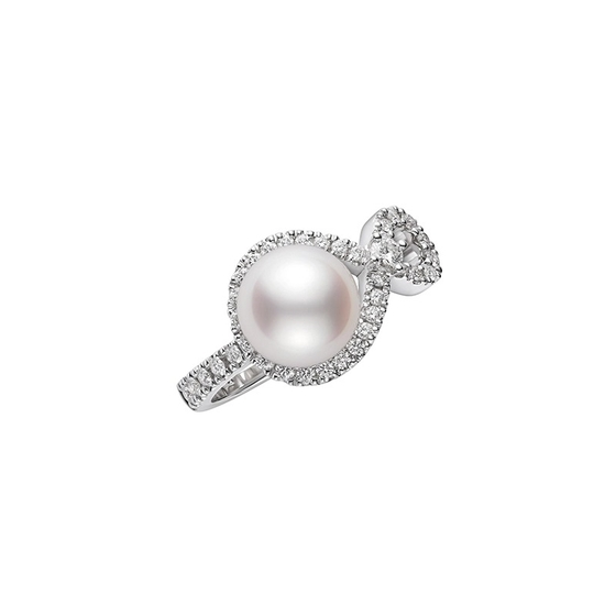 Mikimoto 18 Karat White Gold 8 Mm A+ Ruyi Collection Akoya Cultured Pearl Ring With Round Brilliant Cut Diamonds 0.20Cts
Ring Size: 6.5
