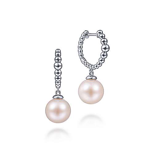 Gabriel & Co Sterling Silver Pearl Drop Huggies