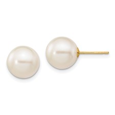 14 Karat Yellow Gold 9-10 Mm Freshwater Pearl Earrings