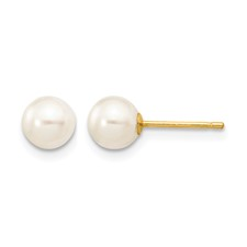 14 Karat Yellow Gold 5-6 mm Round Freshwater Earrings