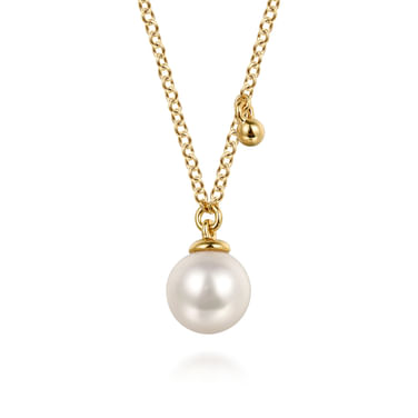 Gabriel & Co 14 Karat Yellow Gold 7.5mm Cultured Pearl Drop Necklace
17.5