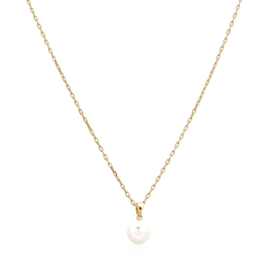 Mikimoto 18 Karat Yellow Gold 7.0 Akoya Pearl Pendant
A+ quality 
18 inch
