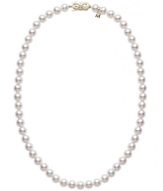 Mikimoto 16 Inch Akoya Cultured Pearl Strand Necklace – 18K Yellow Gold Clasp (U80116K)