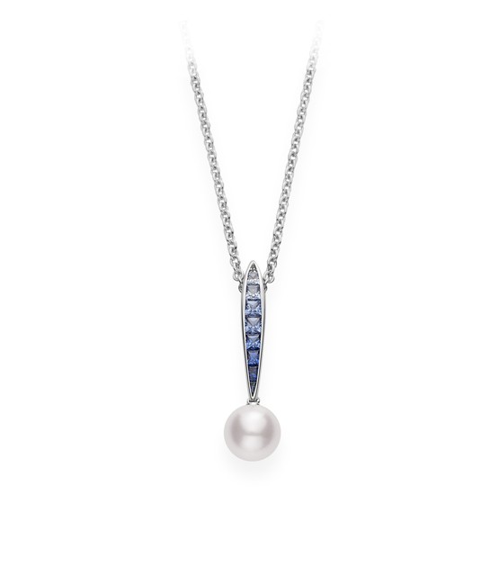 Akoya Cultured Pearl Ocean Pendant with Sapphire 16-18 inch (MPA10378ASXW)