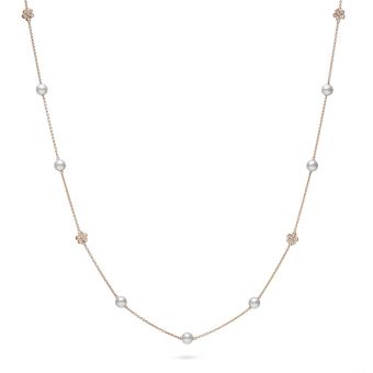 Mikimoto Cherry Blossom Akoya Cultured Pearl Necklace in Pink Gold 31.5 inch (MNQ10082ADXZ)