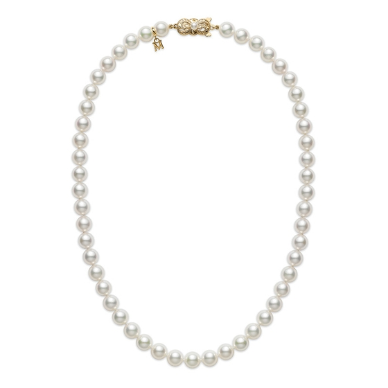 Mikimoto 18 Karat Yellow 18 Inch A Quality 5.0 mm X 5.5 mm Akoya Pearl Necklace