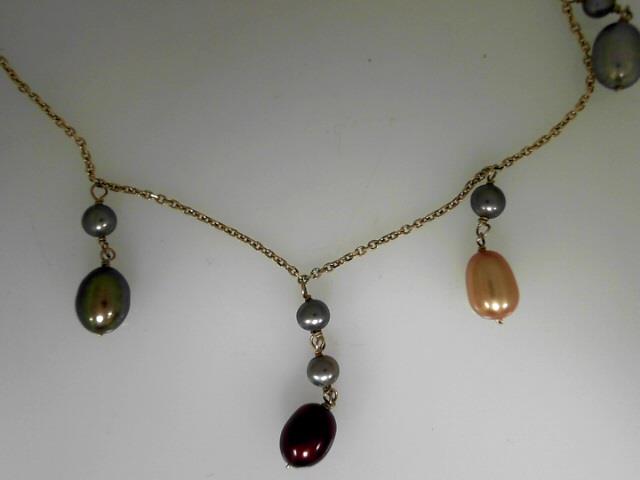 Estate 14 Karat Yellow Gold Color Pearl Necklace Length: 15.75