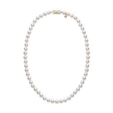 Mikimoto 18 Karat Yellow Gold  Akoya Pearl Necklace 6.0 mm X 6.5 mm Necaklce A quality 
16 inch