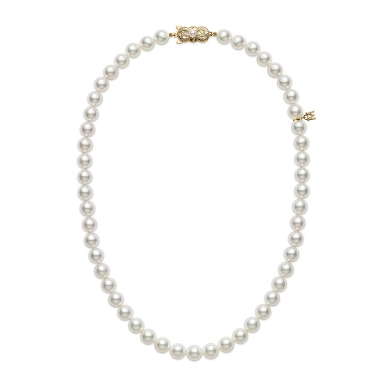 Mikimoto 18 Karat Yellow Gold Clasp Akoya Pearl Necklace 6.0 mm x 6.5 mm A quality 
20 inch