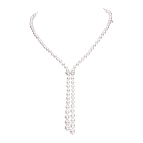 Mikimoto  White Gold 18 Karat   5.5 X 8.5 MM Graduated Akoya Pearl Strand 25 Inch 
With Diamonds .25 Ct Tw