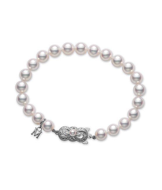 Mikimoto 18 Karat White Gold Akoya Pearl Bracelet 6.5 x 7 mm A quality 
7 inch