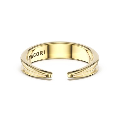 Tacori 14 Karat Yellow Gold Scultped Crescent Open Bypass Band 
Size 6.5