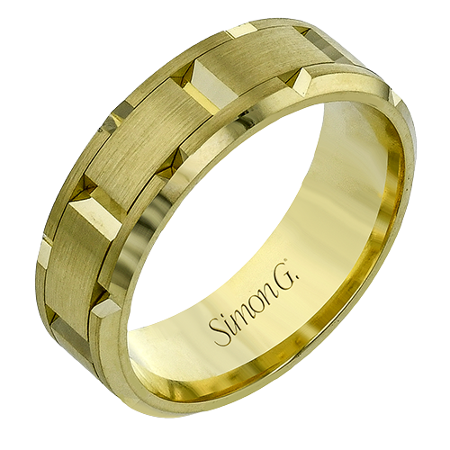 Simon G 14 Karat Yellow Gold 7.0 mm Satin And High Polish Woven Wedding Band