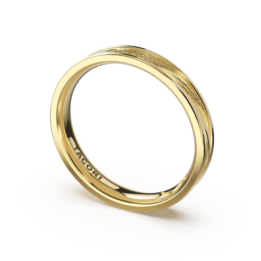 Tacori 14 Karat Yellow Gold 4.0 mm Petal Design Wedding Band 
Size 10.5