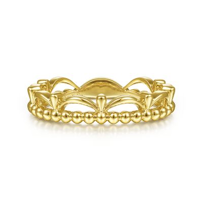 Gabriel & Co14K Yellow Gold Bujukan Bead Crown Ring