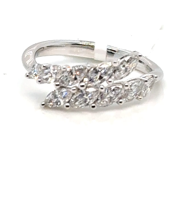 18 Karat White Gold 0.99 Ct Marquise Cut Diamonds Bypass Ring
 Ring Size: 6.5