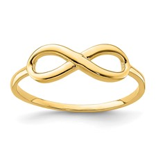 14 Karat Yellow Gold Small Infinity Ring
Size 7