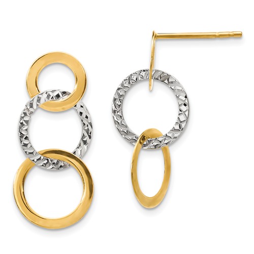 14 Karat Yellow/White Gold Three Circle Dangle Earrings
22x11.5mm
