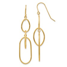 14 Karat Yellow Gold Paperclip Dangle Ear Wire Earrings
