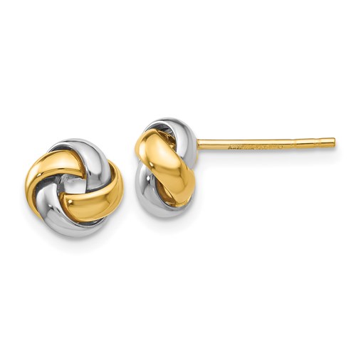 14 Karat Two-Tone Gold 8mm Knot Post Earrings