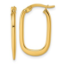 14 Karat Yellow Gold Oval Tapered Hoops