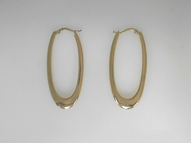 Estate14 Karat Yellow Gold  Oblong Large Hoop Earrings