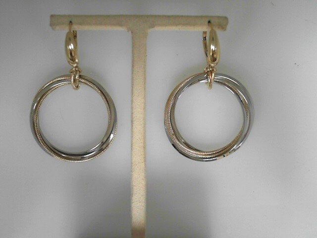 14 Karat Yellow/White LeverbackCircle Earrings