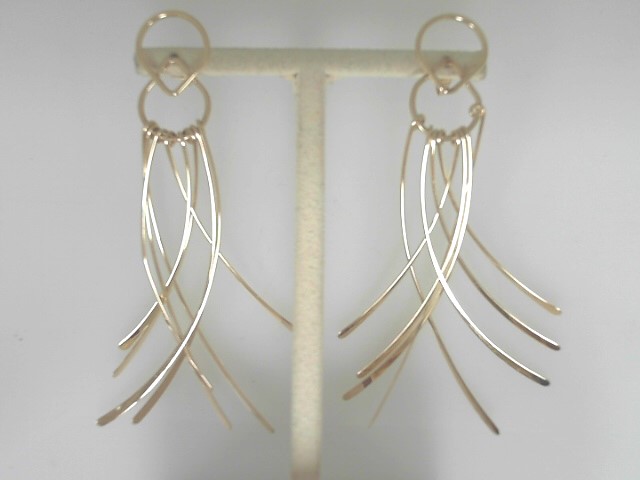 Estate14 Karat Yellow Gold Curved Bar Dangle Earrings  (AS IS)
