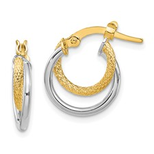 14 Karat Yellow And White Gold Double Hoop Earrings