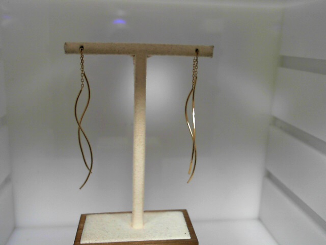 14K Yellow Gold Swirl Freeform Threader Dangle Earrings