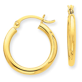 14 Karat Yellow Gold 2.5 mm Hoop Earrings