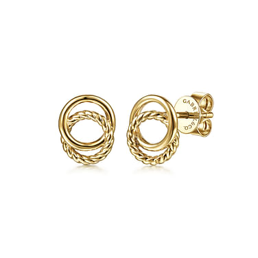 Gabriel & Co 14 Karat Yellow Gold Twisted Rope Double Circle Stud Earrings