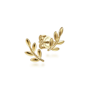 Gabriel & Co14 Karat Yellow Gold Laurel Branch Stud Earring