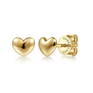 Gabriel & Co 14 KaratYellow Gold Puff Heart Stud Earrings